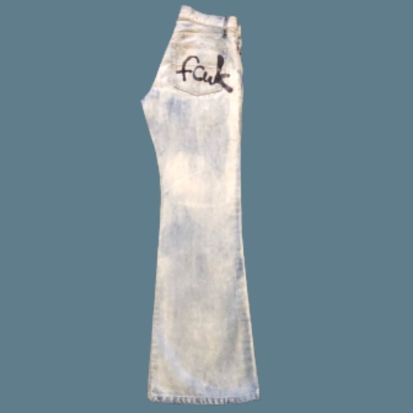 Vintage, FCUK, French Connection, Logo, Jeans, Flare, distressed, Bleached - Picture 2 of 6